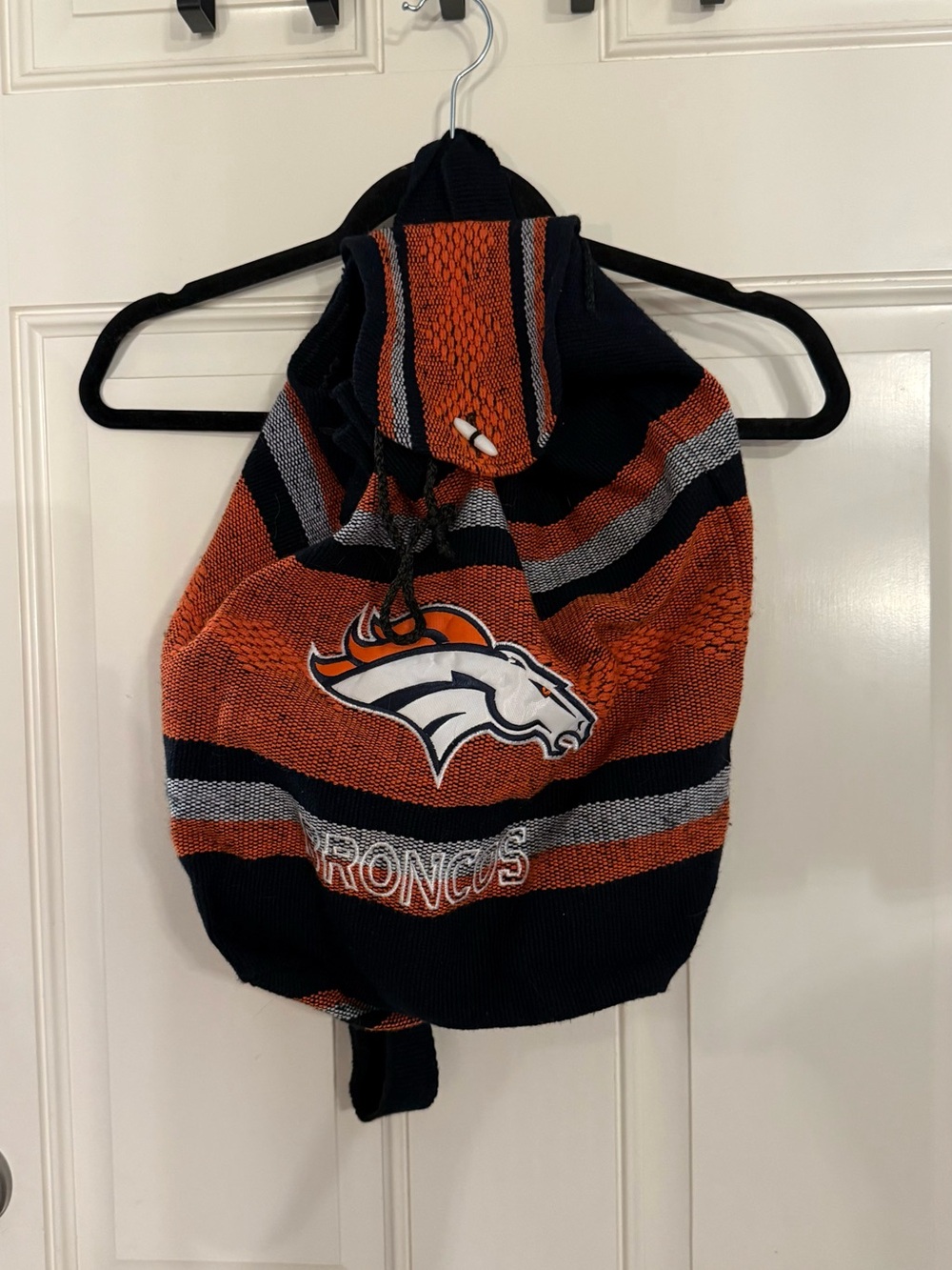 Denver Broncos backpack Handmade in Mexico 15”H X 12”W approximately used once
